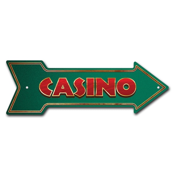 Casino Arrow Sign Funny Home Decor 30in Wide